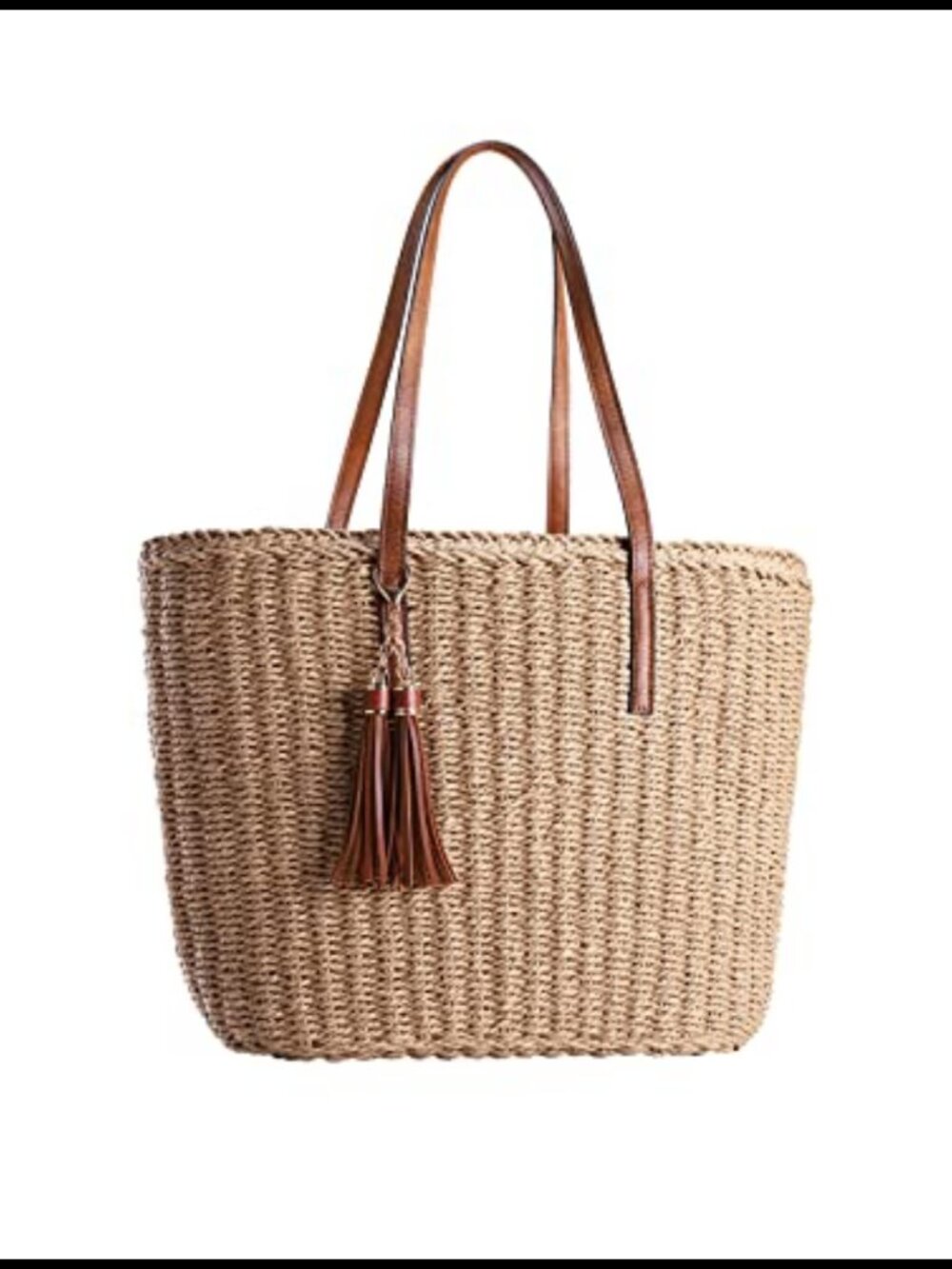 Straw Tote Bag Woven Handmade Shoulder Handbag Travel Summer